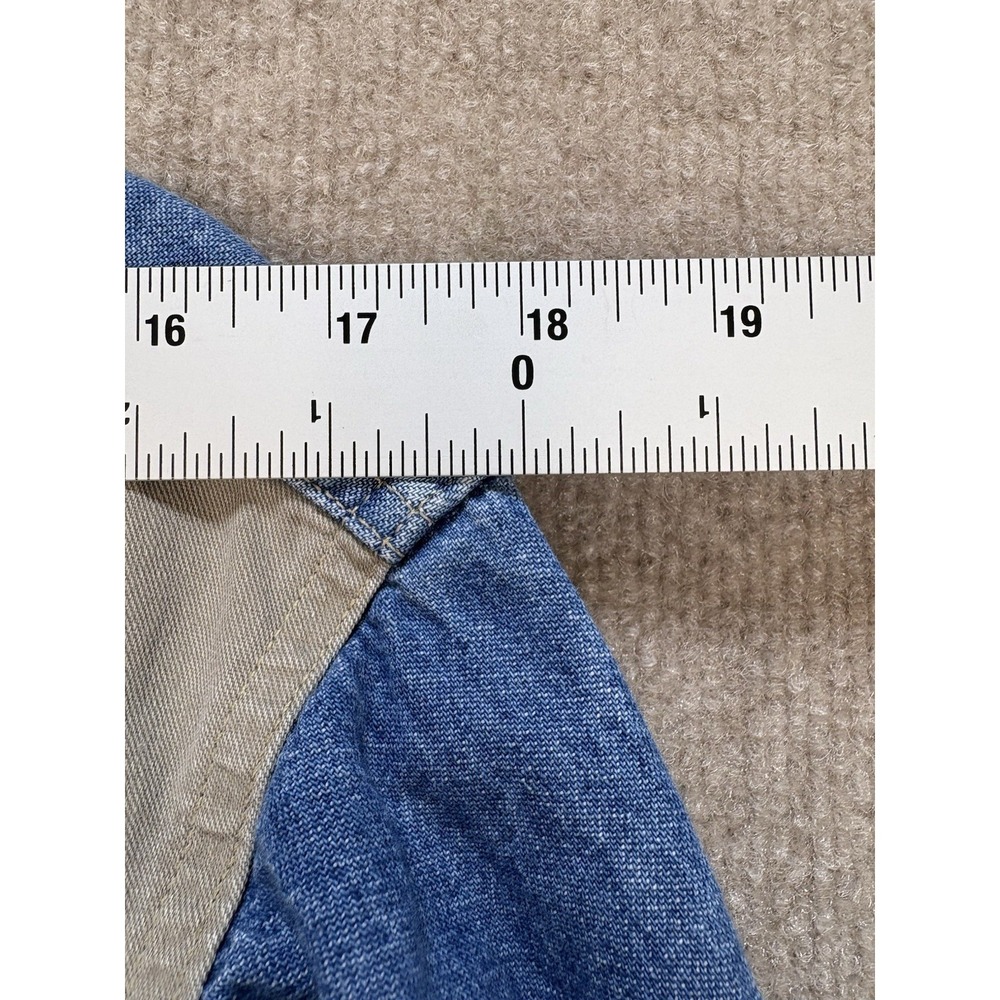 Wrangler Button Down Regular Fit Long Sleeve XL Tails Workwear Blue Brown Shirt - Picture 10 of 13